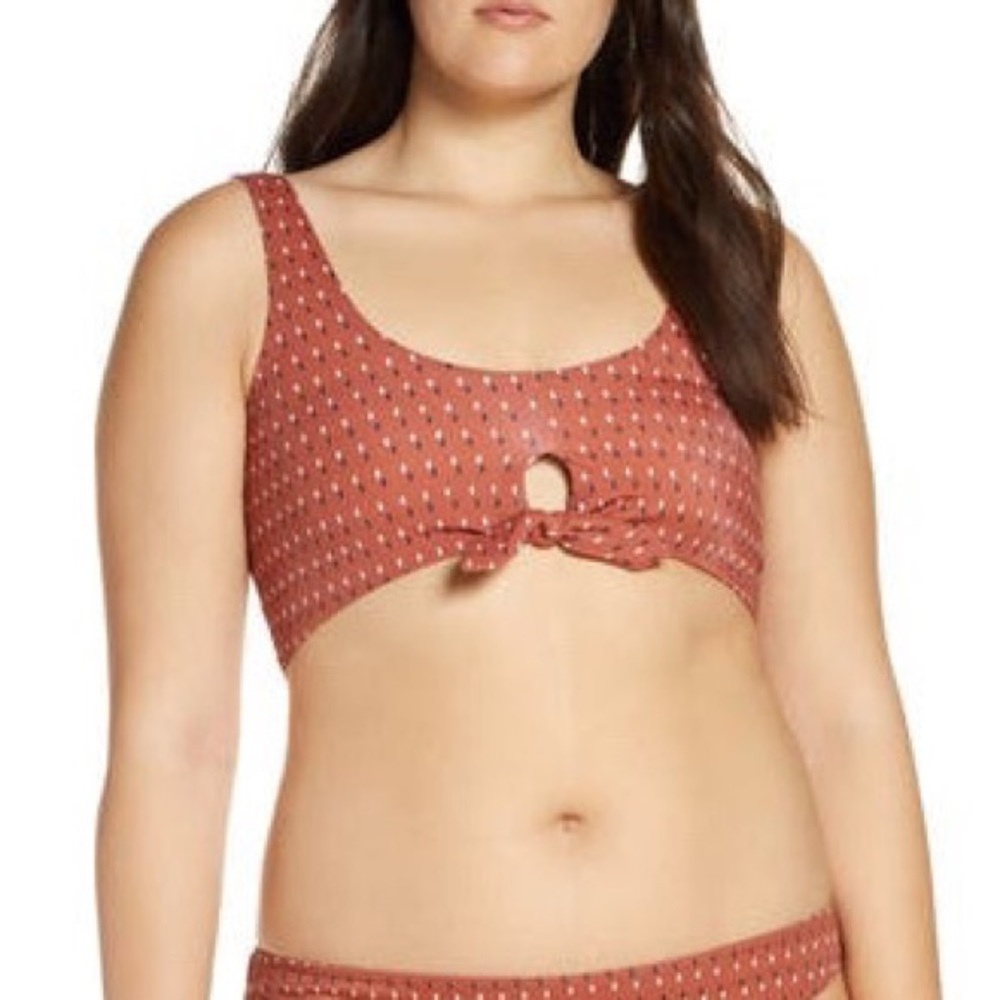 Something Navy Front Tie Bikini Top in Rust Henna